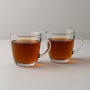 2-Pack Glass Tea Cups - Clear & Modern Design, Perfect for Pair Tea Moments