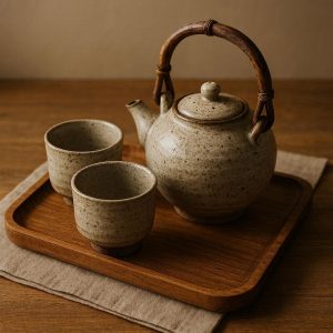 Japanese Asian Tea Set - Handcrafted Design, Complete with Serving Tra