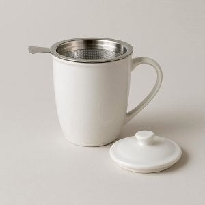Porcelain Tea Mug with Infuser & Lid - Convenient for Loose Leaf Tea, Easy Clean