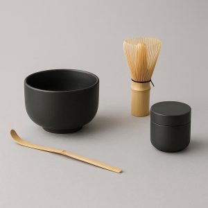 Contemporary Japanese Tea Set - Minimalist Style, Includes Bamboo Scoop & Whisk