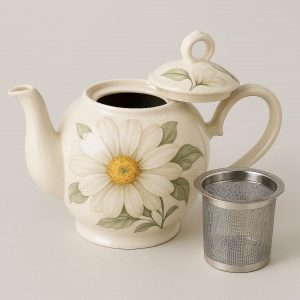 Fiore Ceramic Teapot - Removable Infuser & Lid, Elegant Design for Loose Leaf Tea