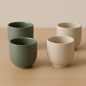 Japanese-Style Tea Cups Set of 4 - Minimalist Aesthetic, Ideal for Matcha & Green Tea